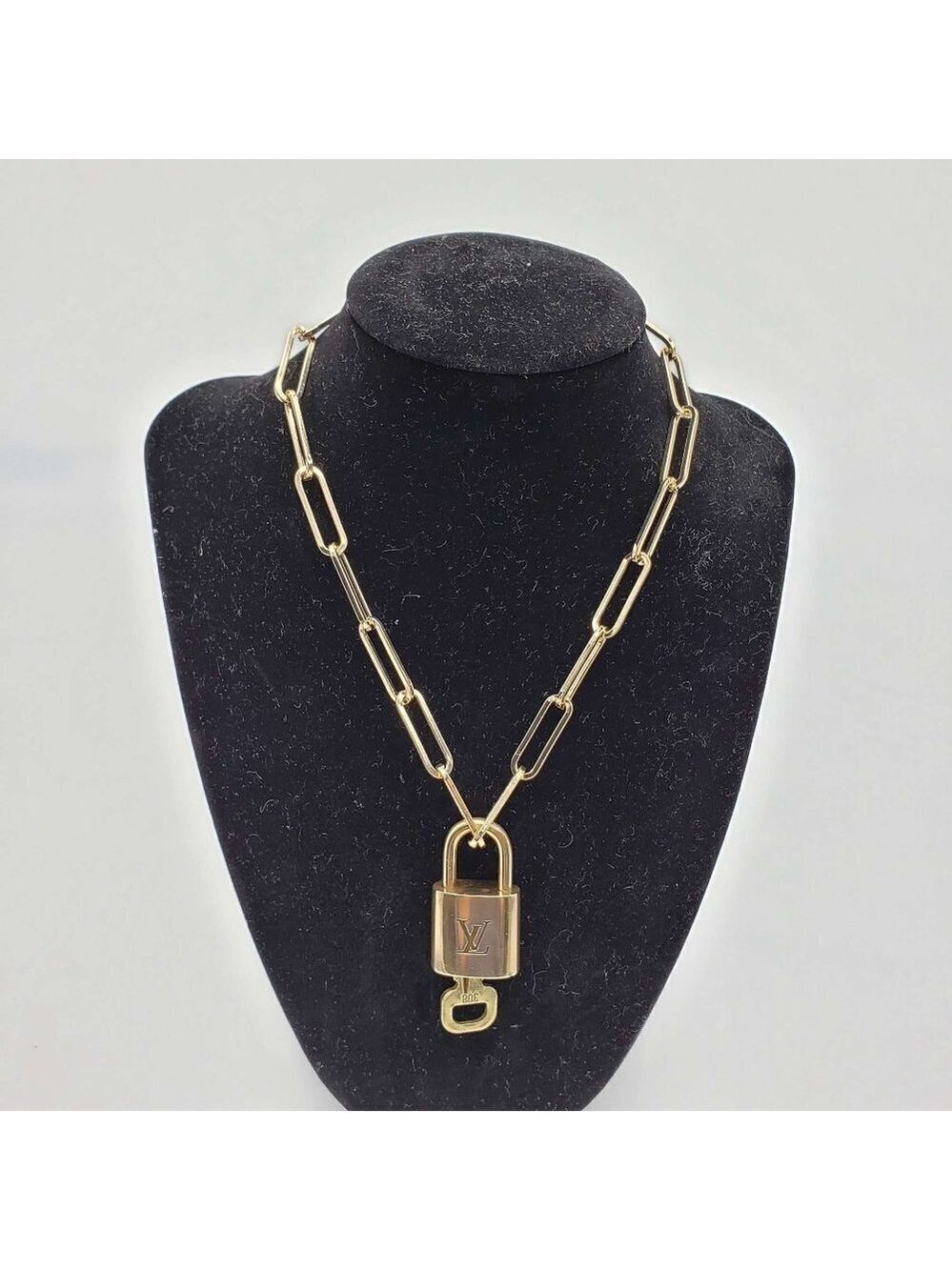 100% Auth Louis Vuitton Lock & Key with Unbranded Gold Plated Chain Necklace